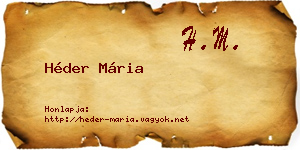 Héder Mária névjegykártya